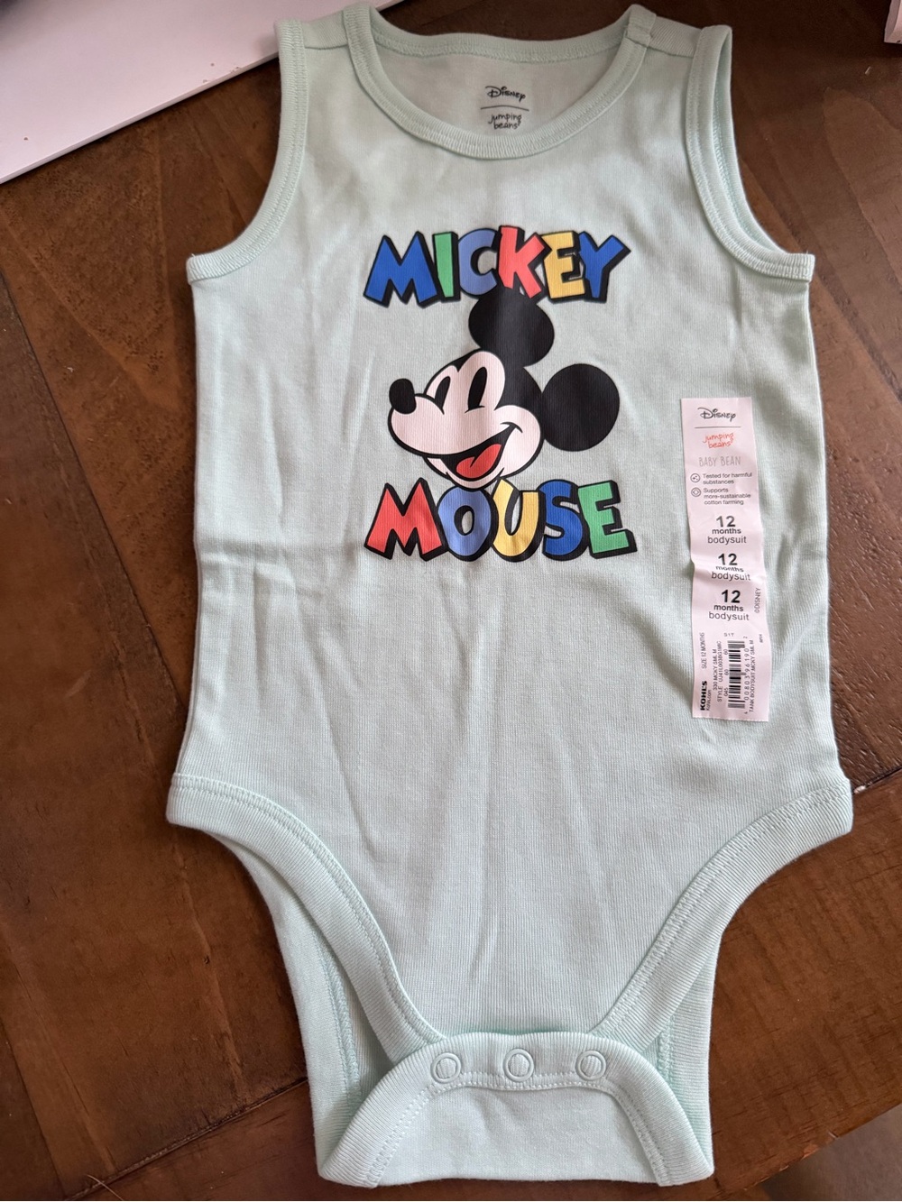 Disney Mickey Mouse light blue sleeveless bodysuit infant baby toddler 12m new